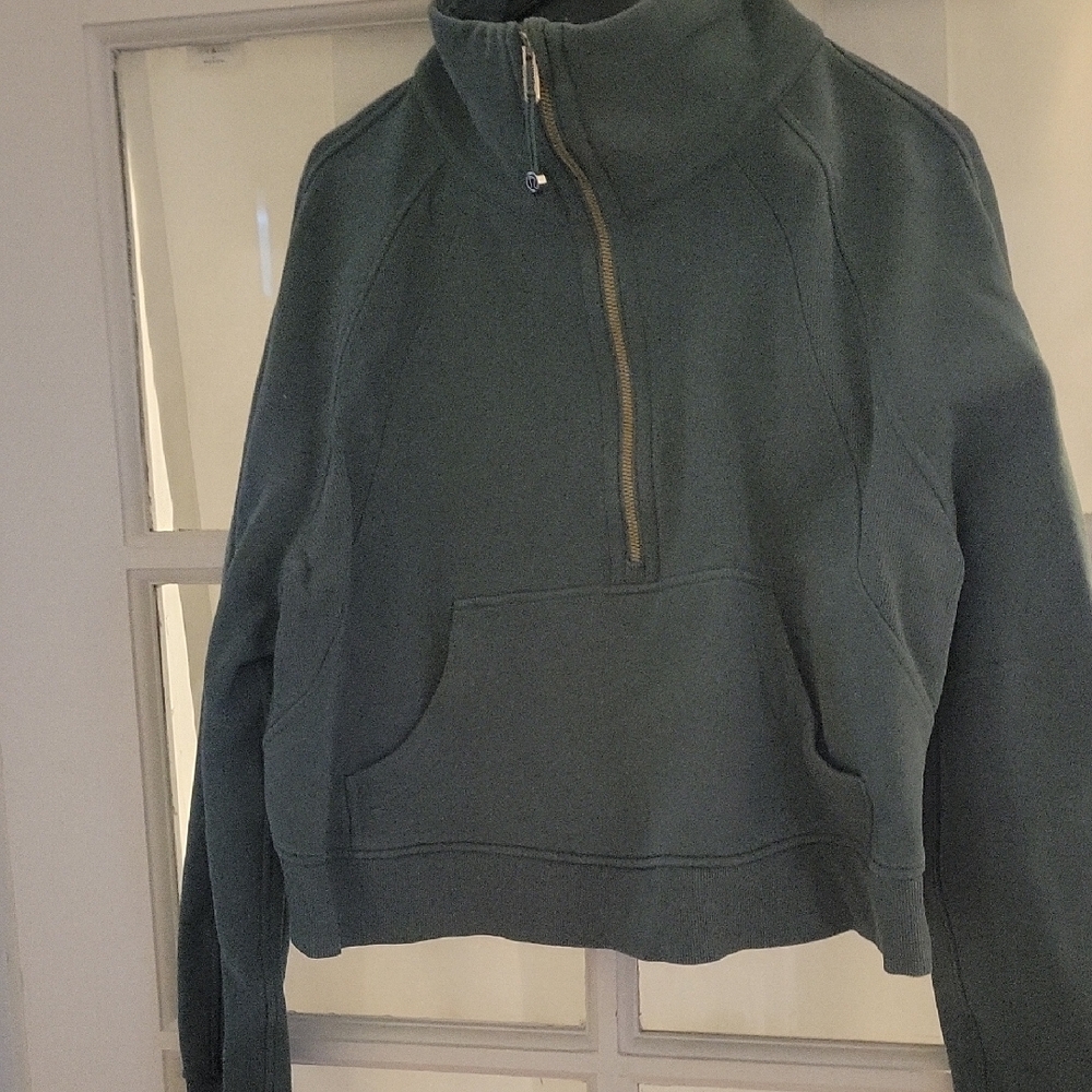 Lululemon Scuba Crop Green Half-Zip Sweatshirt